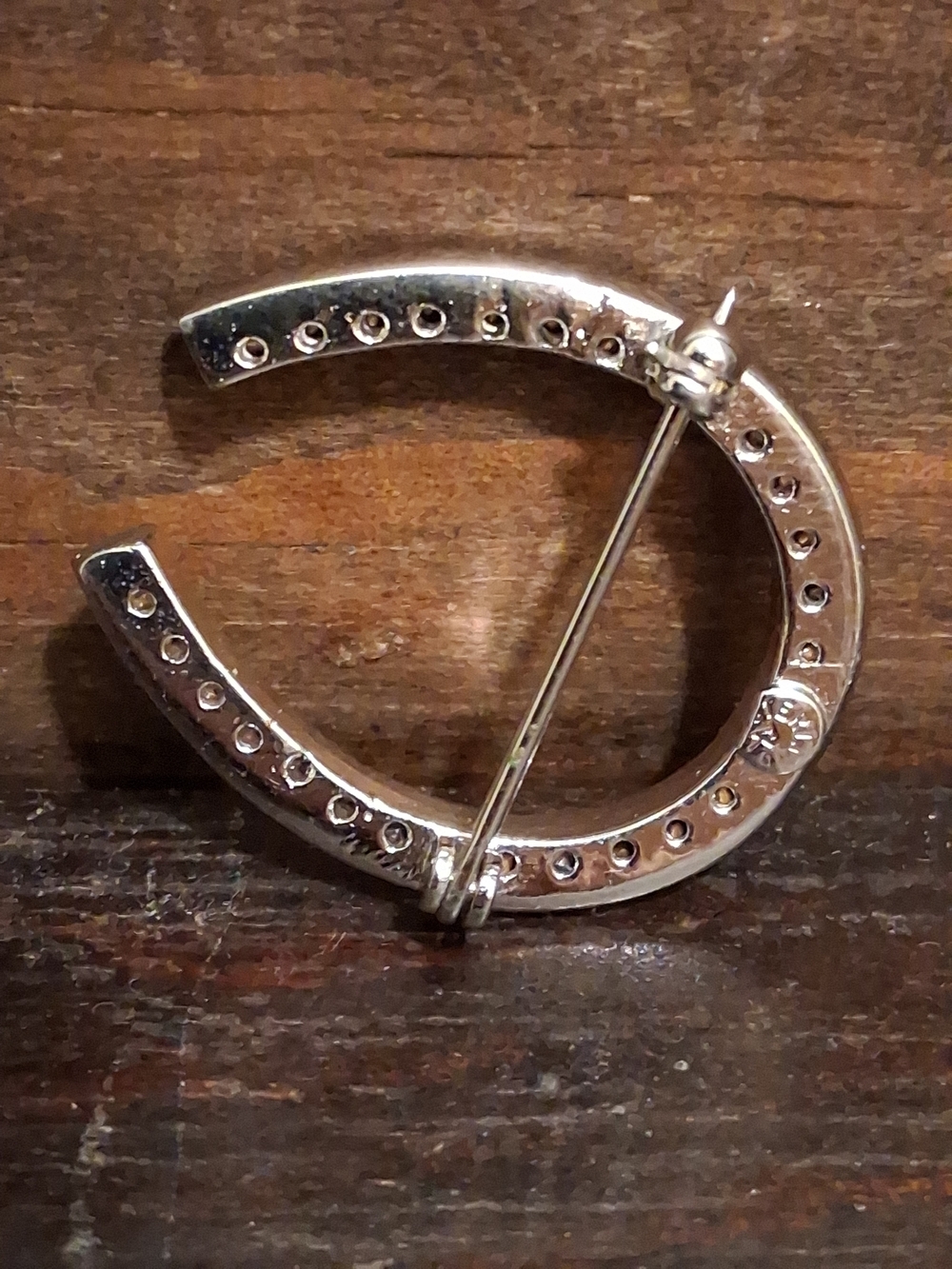 Sterling Silver Crystal Horseshoe Pin Brooch Tru Kay - Picture 4 of 5